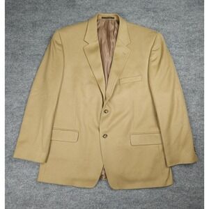 Tasso Elba Cashmere Blazer Jacket Men's 46R Beige 2-Button Pockets Soft